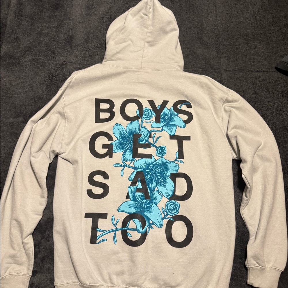 Boys Get Sad Too Blue Floral Hoodie